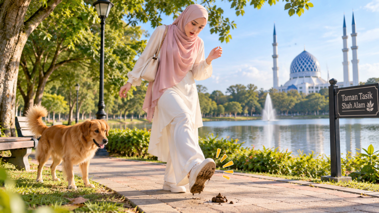 Cara samak anjing dan sertu selepas terpijak najis anjing
