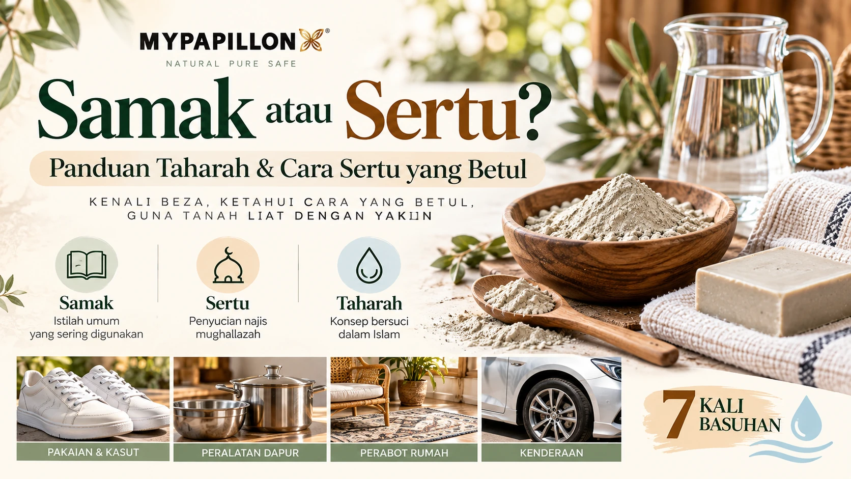 Samak atau sertu: panduan taharah dan cara sertu yang betul menggunakan tanah liat MyPapillon